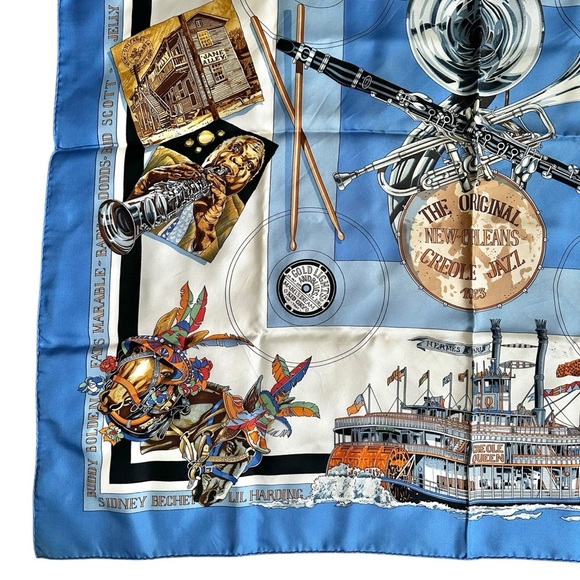 Authentic HERMES 100% Silk Square Scarf 90cm “New Orleans Creole Jazz” - Picture 9 of 15